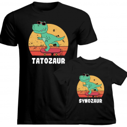 Komplet dla taty i syna - Tatozaur / Synozaur - koszulki z nadrukiem