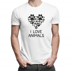 I love animals - męska koszulka z nadrukiem