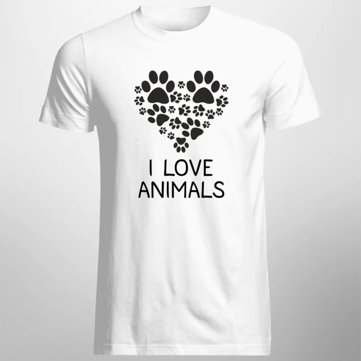 I love animals - męska koszulka z nadrukiem