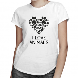 I love animals - damska koszulka z nadrukiem