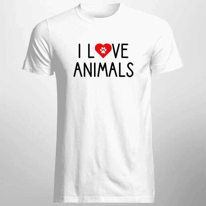 I love animals v2 - męska koszulka z nadrukiem