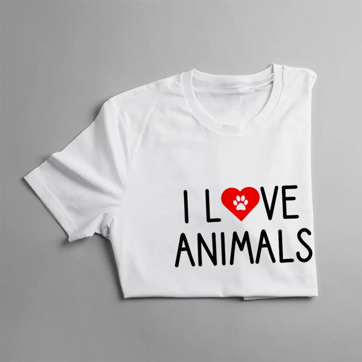 I love animals v2 - męska koszulka z nadrukiem
