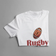 Rugby to nie hobby to styl życia - męska koszulka z nadrukiem