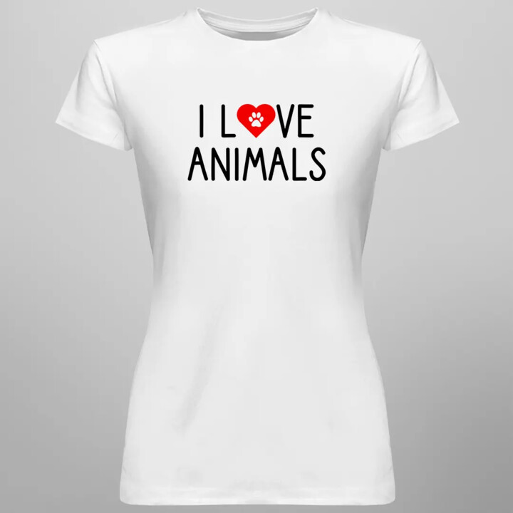 I love animals v2 - damska koszulka z nadrukiem