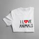 I love animals v2 - damska koszulka z nadrukiem