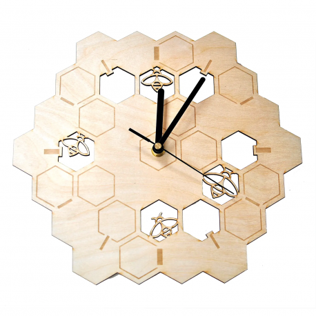 Pszczelarz - drewniany zegar ścienny z grawerem