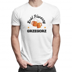 Król piwoszy + imię – męska koszulka na prezent - produkt personalizowany