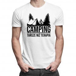 Camping - tańsze niż terapia - męska koszulka z nadrukiem