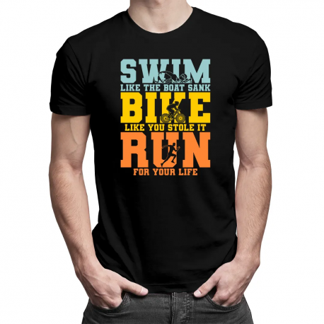 Triathlon - swim, bike, run - męska koszulka na prezent dla triathlonisty