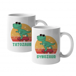 Komplet dla taty i syna - Tatozaur / Synozaur - kubki z nadrukiem