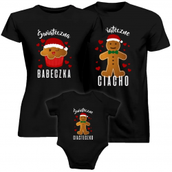 Komplet dla rodziny - Świąteczne ciacho / babeczka - koszulki i body na prezent
