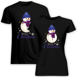Komplet dla pary - Merry Christmas - bałwanek - koszulki na prezent