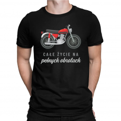 Całe życie na pełnych obrotach - męska koszulka na prezent dla motocyklisty
