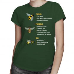 Trzmiel, pszczoła, osa - damska koszulka na prezent dla pszczelarki