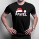 Produkt personalizowany - Czapka Mikołaja + Imię - męska koszulka na prezent