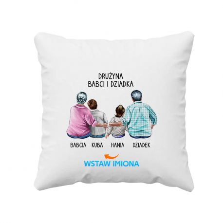 Drużyna babci i dziadka - poduszka na prezent dla babci i dziadka - produkt personalizowany