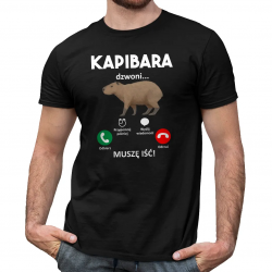 Kapibara dzwoni, muszę iść - męska koszulka na prezent