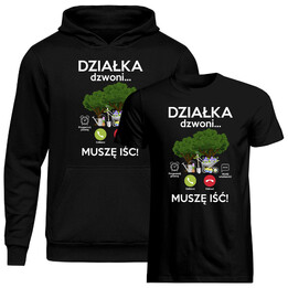 Komplet dla działkowca - Działka dzwoni - Koszulka i bluza z nadrukiem