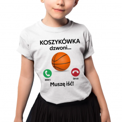Koszykówka dzwoni, muszę iść (wersja 2) - dziecięca koszulka na prezent
