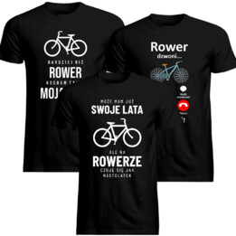 Komplet dla rowerzysty -Bardziej niż rower + Rower dzwoni + Może mam już swoje lata - koszulki z nadrukiem na prezent