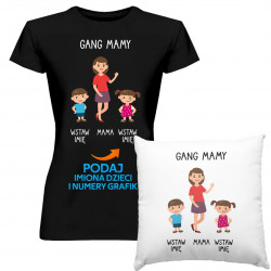 Komplet dla mamy - Gang mamy - koszulka i poduszka na prezent dla mamy - produkt personalizowany