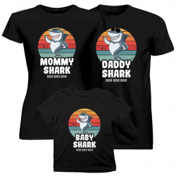 Komplet dla rodziny - Daddy shark / Mommy shark / Baby shark - koszulki na prezent