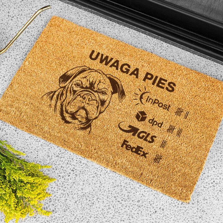 Uwaga pies - wycieraczka z grawerem na prezent