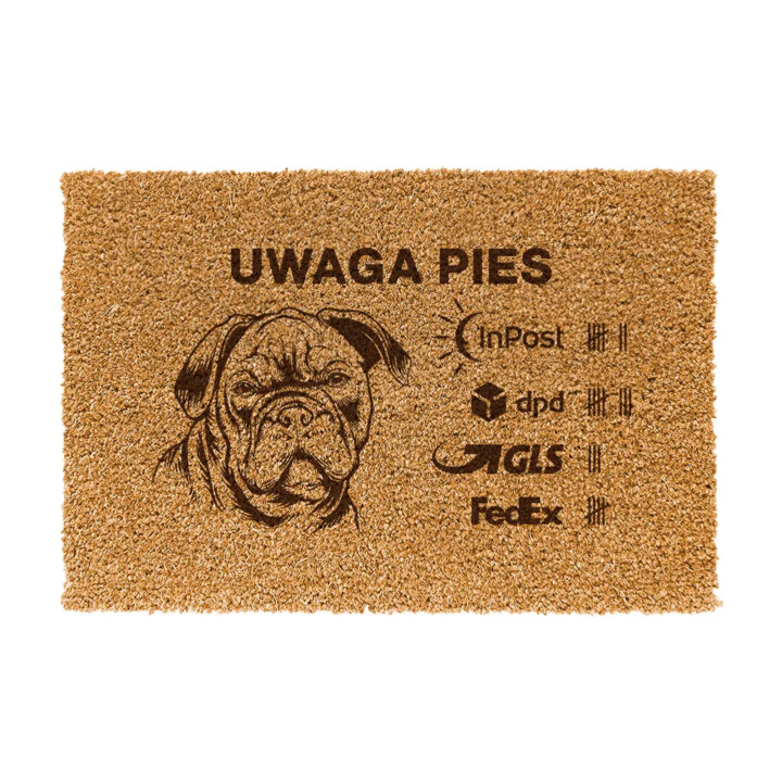 Uwaga pies - wycieraczka z grawerem na prezent
