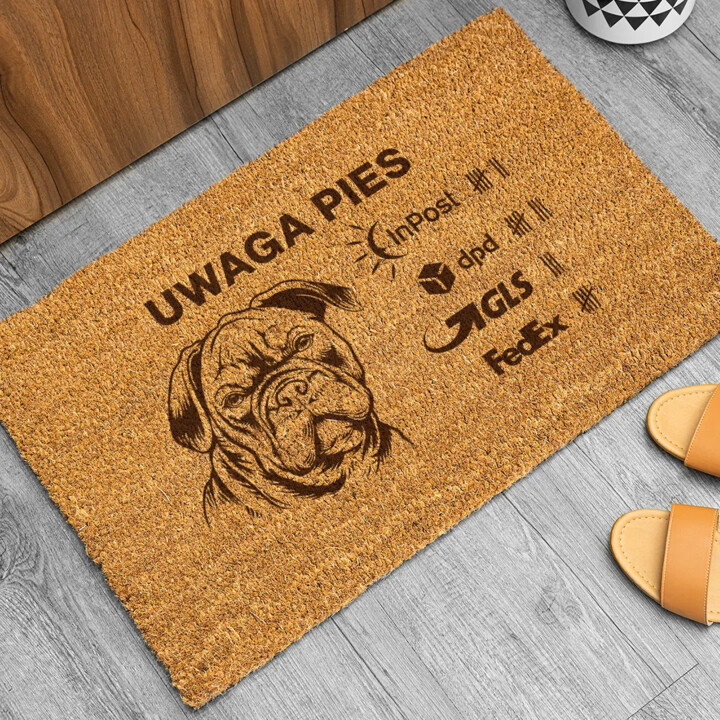 Uwaga pies - wycieraczka z grawerem na prezent