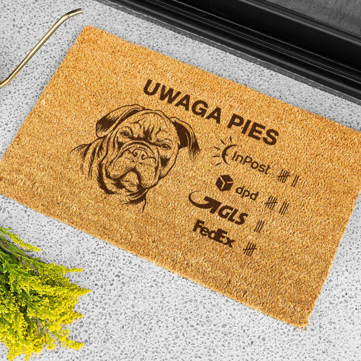 Uwaga pies - wycieraczka z grawerem na prezent