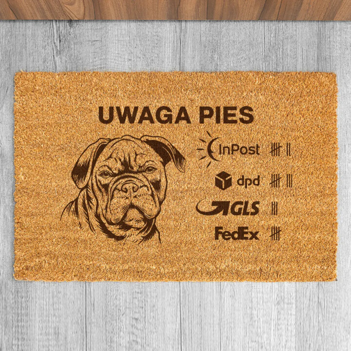 Uwaga pies - wycieraczka z grawerem na prezent