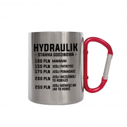 Hydraulik - stawka godzinowa - kubek metalowy z karabińczykiem na prezent