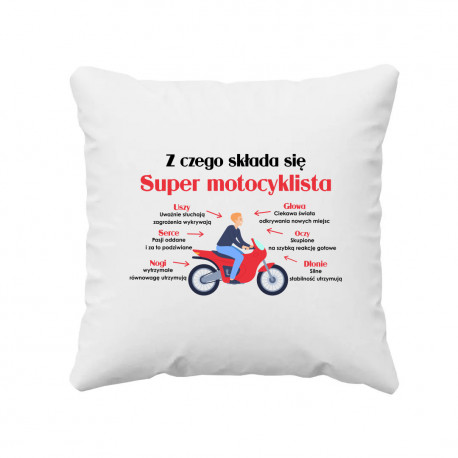 Z czego składa się super motocyklista - poduszka na prezent