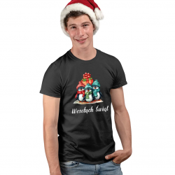 Wesołych Świąt- pingwiny - męska koszulka na prezent