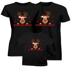 Komplet dla rodziny - Wesołych Świąt - Renifer - koszulki na prezent