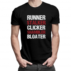 Runner, stalker,  clicker, shambler, bloater - męska koszulka dla fanów gry The Last of Us