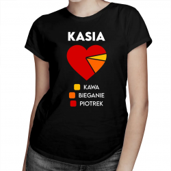 Kawa, hobby, miłość - damska koszulka na prezent - produkt personalizowany