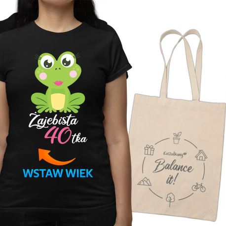 Żajebista + wiek - damska koszulka 16947 - produkt personalizowany + torba PL002032TCw