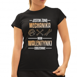 Jestem żoną mechanika, mam walentynki codziennie - damska koszulka na prezent