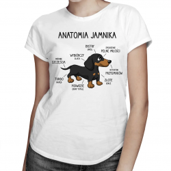 Anatomia jamnika - damska koszulka na prezent