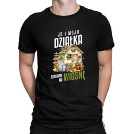 Ja i moja działka czekamy na wiosnę - męska koszulka na prezent