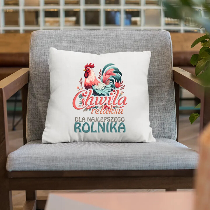 Chwila relaksu dla najlepszego rolnika - poduszka na prezent