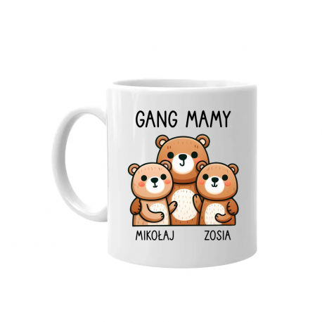 Gang mamy - dwoje dzieci - kubek na prezent - produkt personalizowany