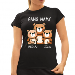 Gang mamy - dwoje dzieci - damska koszulka na prezent - produkt personalizowany