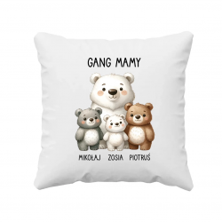 Gang mamy - troje dzieci - poduszka na prezent - produkt personalizowany