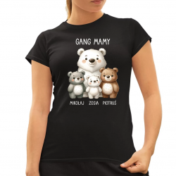 Gang mamy - troje dzieci - damska koszulka na prezent - produkt personalizowany