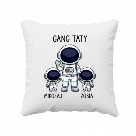 Gang taty - dwójka dzieci - poduszka na prezent - produkt personalizowany