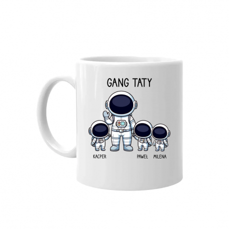 Gang taty - troje dzieci - kubek na prezent - produkt personalizowany