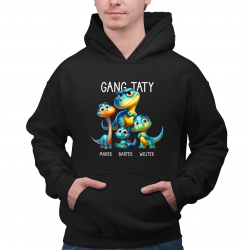 Gang taty (dinozaury) - troje dzieci - męska bluza na prezent - produkt personalizowany