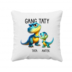 Gang taty (dinozaury) - jedno dziecko - poduszka na prezent - produkt personalizowany